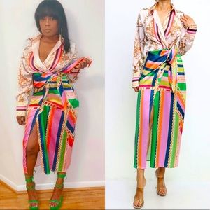 Luxe, Wrap MIDI Dress. Multicolored